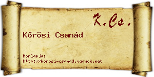 Kőrösi Csanád névjegykártya